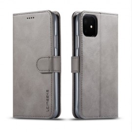 LC.IMEEKE Luxe Book Case - iPhone 11 Hoesje - Grijs