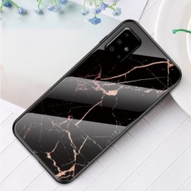 Marble Glass Back Cover - Samsung Galaxy A51 Hoesje - Zwart / Goud