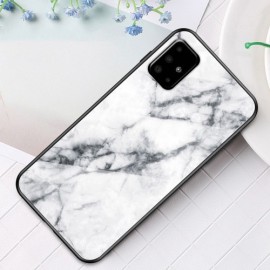Marble Glass Back Cover - Samsung Galaxy A51 Hoesje - Wit