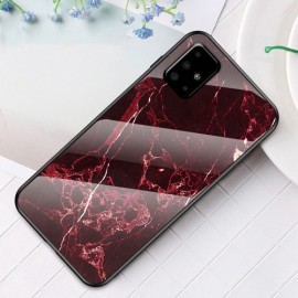 Marble Glass Back Cover - Samsung Galaxy A51 Hoesje - Rood